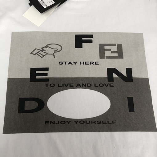 フェンディコピー   トッププリントクラフトパターンロゴカップルコットン半袖Tシャツ