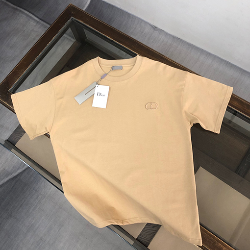 ディオールスーパーコピー 刺繍文字デザインクルーネック半袖Tシャツ