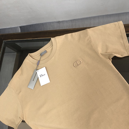 ディオールスーパーコピー 刺繍文字デザインクルーネック半袖Tシャツ
