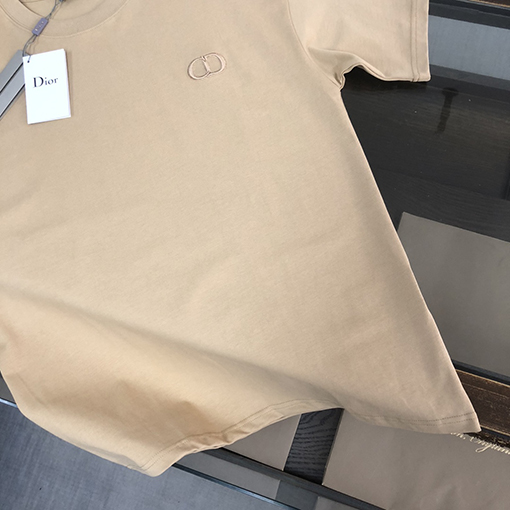 ディオールスーパーコピー 刺繍文字デザインクルーネック半袖Tシャツ