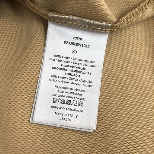 ディオールスーパーコピー 刺繍文字デザインクルーネック半袖Tシャツ