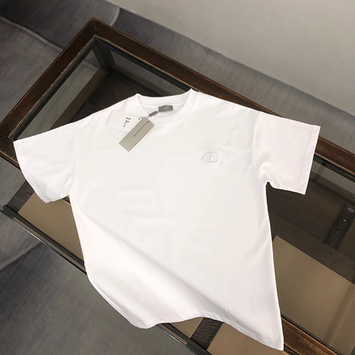 ディオールスーパーコピー 刺繍文字デザインクルーネック半袖Tシャツ