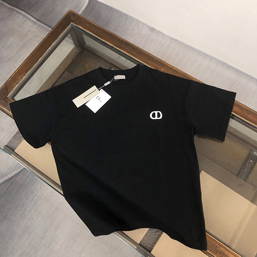 ディオールスーパーコピー 刺繍文字デザインクルーネック半袖Tシャツ