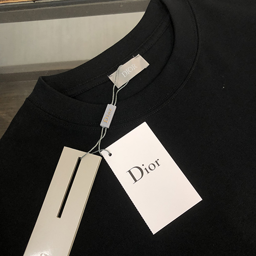 ディオールスーパーコピー 刺繍文字デザインクルーネック半袖Tシャツ