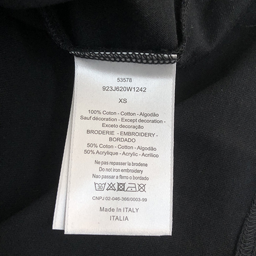 ディオールスーパーコピー 刺繍文字デザインクルーネック半袖Tシャツ