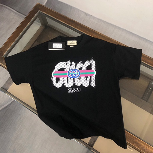 グッチ   プリント文字デザインクルーネック半袖Tシャツ
