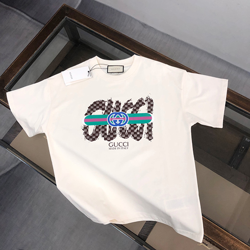グッチ   プリント文字デザインクルーネック半袖Tシャツ