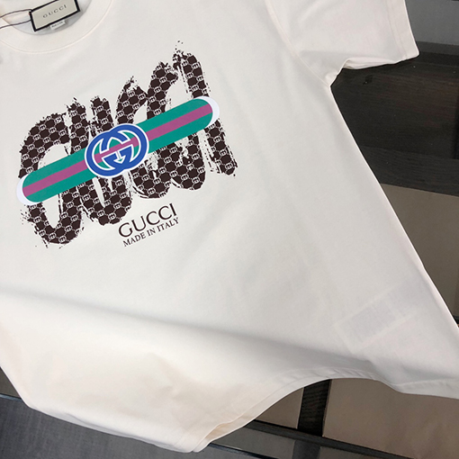 グッチ   プリント文字デザインクルーネック半袖Tシャツ