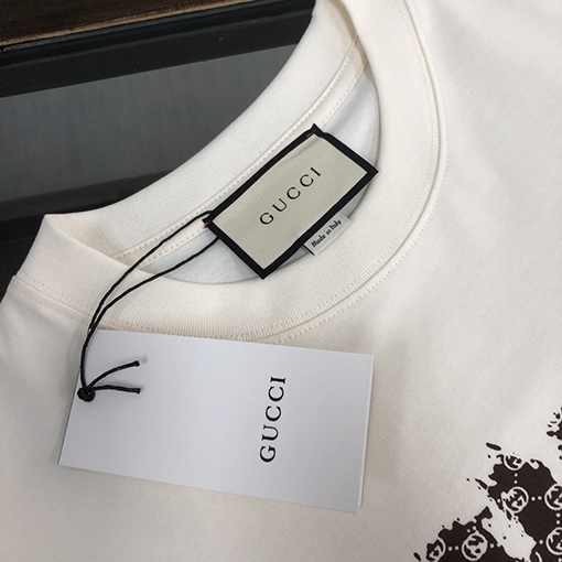 グッチ   プリント文字デザインクルーネック半袖Tシャツ