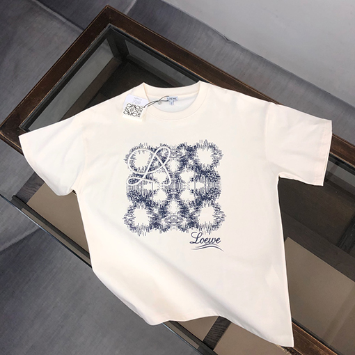 ロエベ 刺繍ロゴデザインラウンドネック半袖Tシャツ