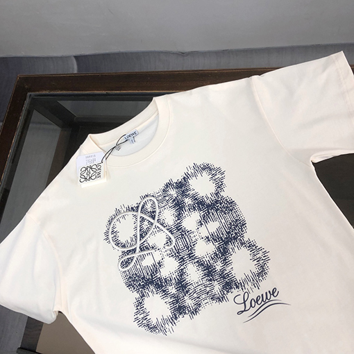ロエベ 刺繍ロゴデザインラウンドネック半袖Tシャツ