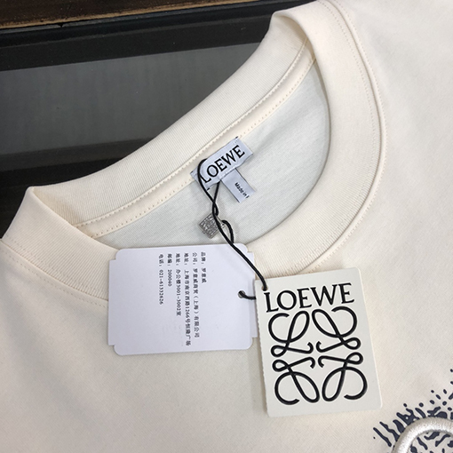 ロエベ 刺繍ロゴデザインラウンドネック半袖Tシャツ