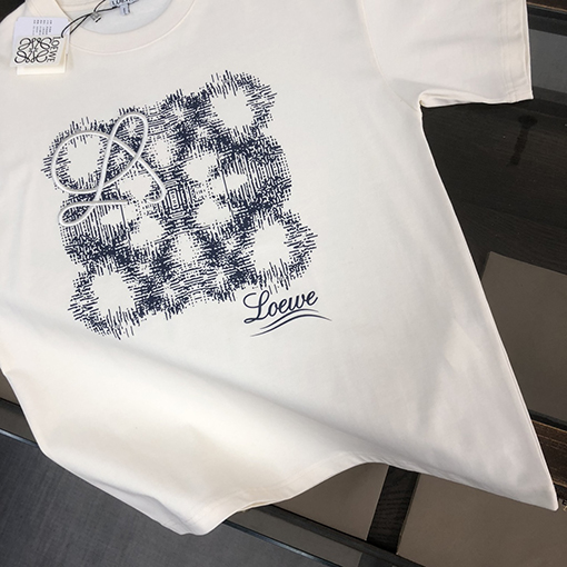 ロエベ 刺繍ロゴデザインラウンドネック半袖Tシャツ