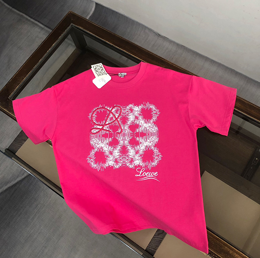 ロエベ 刺繍ロゴデザインラウンドネック半袖Tシャツ
