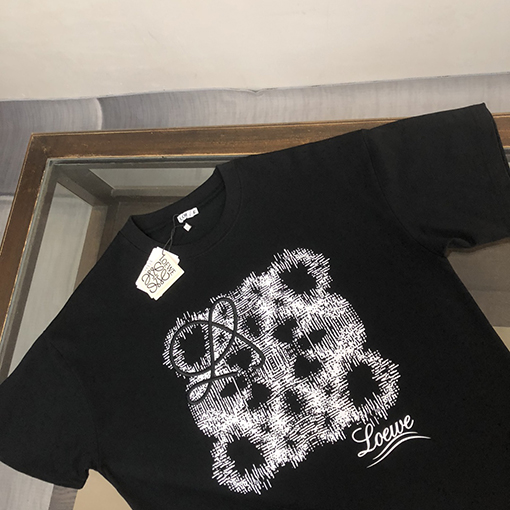 ロエベ 刺繍ロゴデザインラウンドネック半袖Tシャツ