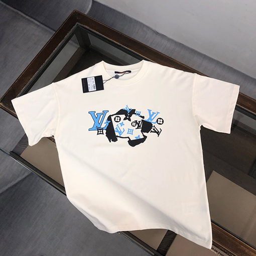 ルイヴィトンスーパーコピー 新しい要素プリントデザインクルーネック半袖Tシャツ