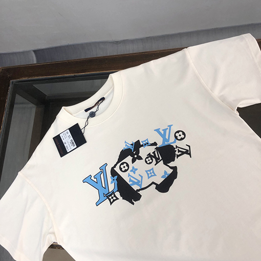 ルイヴィトンスーパーコピー 新しい要素プリントデザインクルーネック半袖Tシャツ