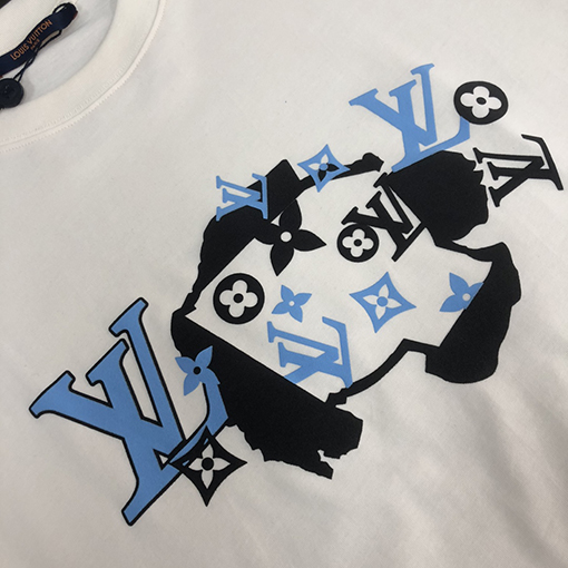 ルイヴィトンスーパーコピー 新しい要素プリントデザインクルーネック半袖Tシャツ