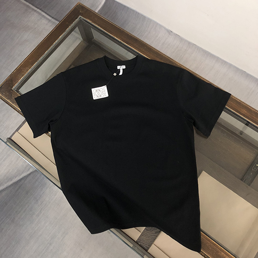 ロエベコピー   プリントクラフトパターンロゴラウンドネック半袖Tシャツ