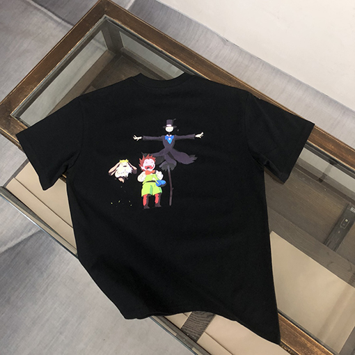 ロエベコピー   プリントクラフトパターンロゴラウンドネック半袖Tシャツ