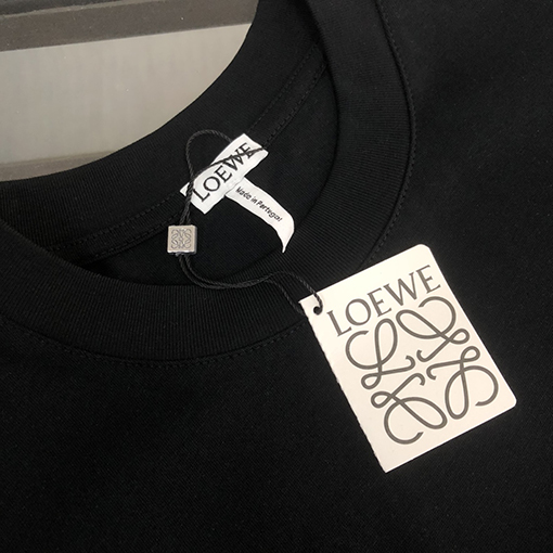 ロエベコピー   プリントクラフトパターンロゴラウンドネック半袖Tシャツ