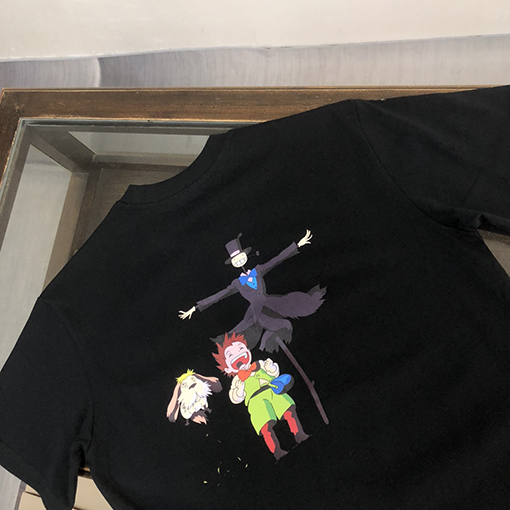 ロエベコピー   プリントクラフトパターンロゴラウンドネック半袖Tシャツ