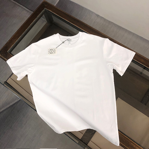 ロエベコピー   プリントクラフトパターンロゴラウンドネック半袖Tシャツ