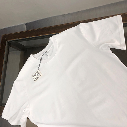 ロエベコピー   プリントクラフトパターンロゴラウンドネック半袖Tシャツ
