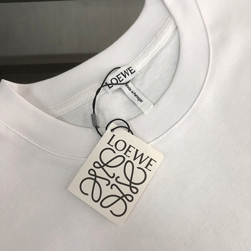 ロエベコピー   プリントクラフトパターンロゴラウンドネック半袖Tシャツ