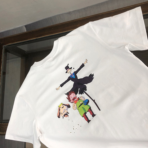 ロエベコピー   プリントクラフトパターンロゴラウンドネック半袖Tシャツ