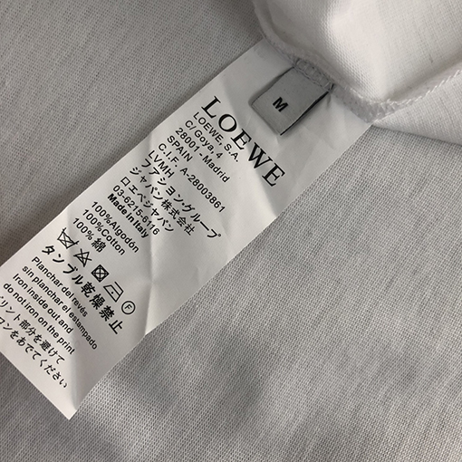 ロエベコピー   プリントクラフトパターンロゴラウンドネック半袖Tシャツ