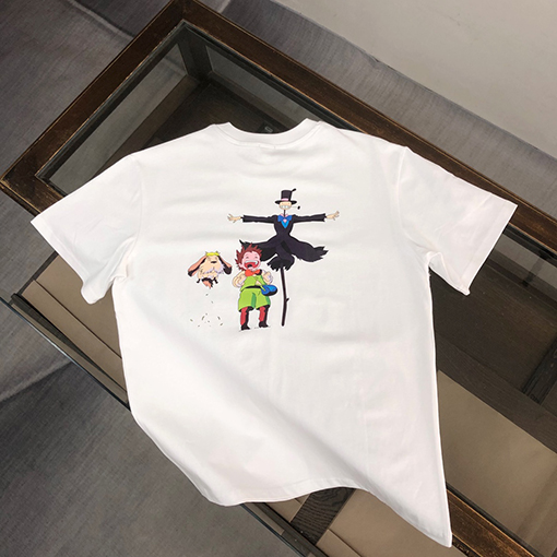 ロエベコピー   プリントクラフトパターンロゴラウンドネック半袖Tシャツ