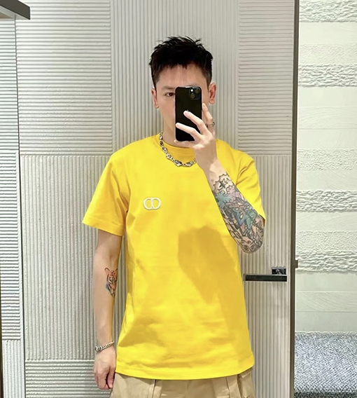 ディオール CD刺繍コットンカジュアル半袖Tシャツ