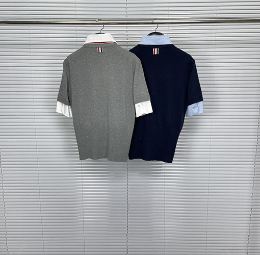 トムブラウン レディース 偽のツーピースカラニット半袖Tシャツ