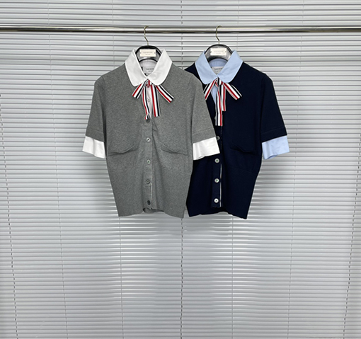 トムブラウン レディース 偽のツーピースカラニット半袖Tシャツ