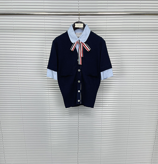トムブラウン レディース 偽のツーピースカラニット半袖Tシャツ