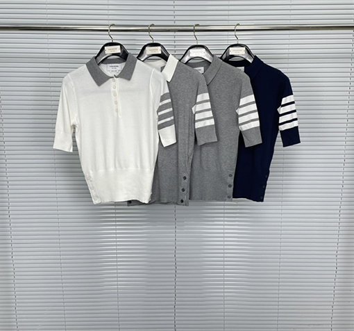 トムブラウン レディース クラシック 4バー ポロ カラー 半袖Tシャツ