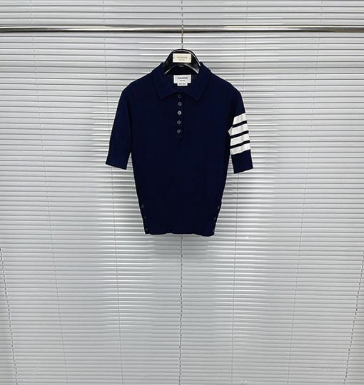 トムブラウン レディース クラシック 4バー ポロ カラー 半袖Tシャツ