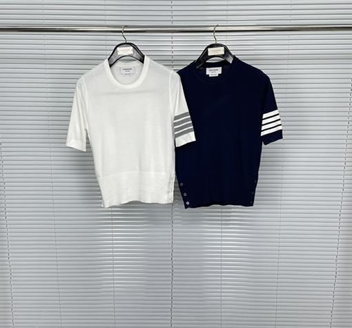 トムブラウン レディース クラシック 4バー ラウンド 半袖Tシャツ