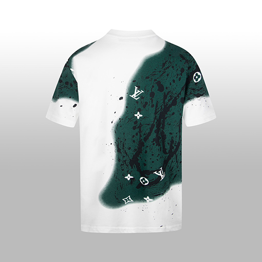 ルイヴィトン グリーンスプレー乱雑な半袖Tシャツ