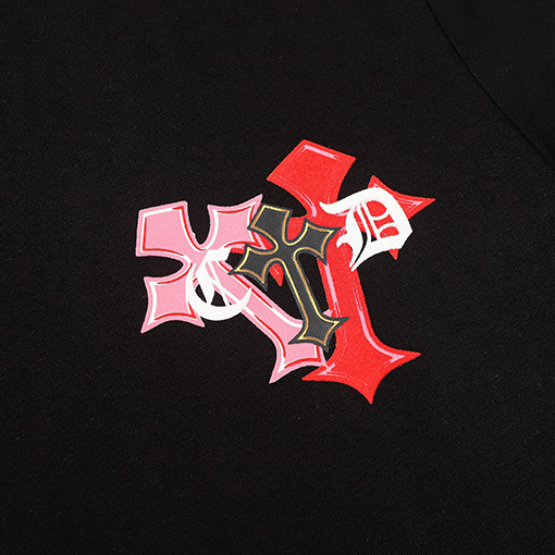 クロムハーツ    パッチワーククロスサンスクリットプリント半袖Tシャツ