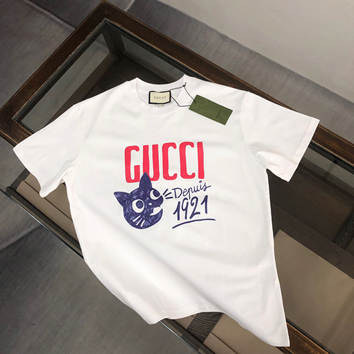 グッチコピー  プリント加工ロゴ半袖Tシャツ