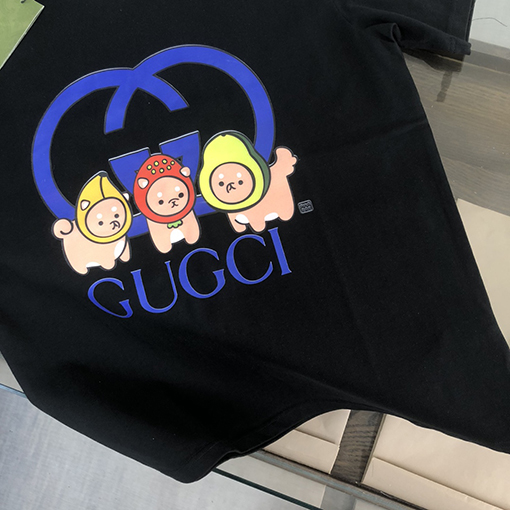グッチスーパーコピー   トッププリントクラフトパターンロゴ半袖Tシャツ