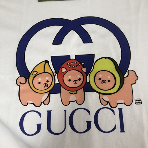 グッチスーパーコピー   トッププリントクラフトパターンロゴ半袖Tシャツ