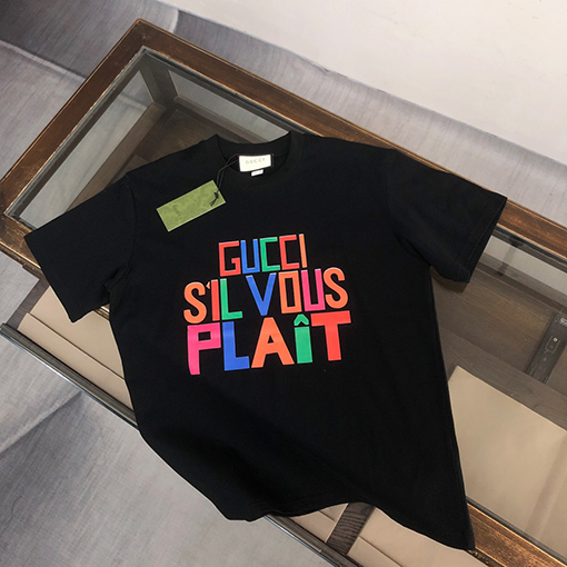 グッチ   プリント アルファベットパターンロゴ半袖Tシャツ
