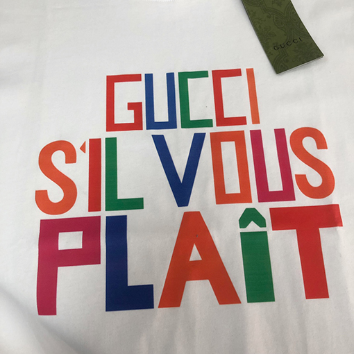 グッチ   プリント アルファベットパターンロゴ半袖Tシャツ
