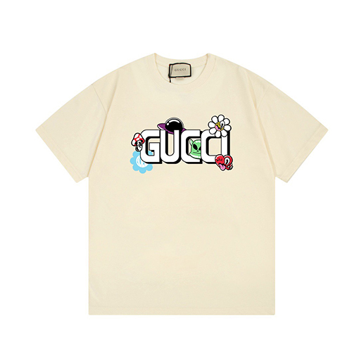 グッチスーパーコピー   楽しい漫画アイコン ロゴ半袖Tシャツ