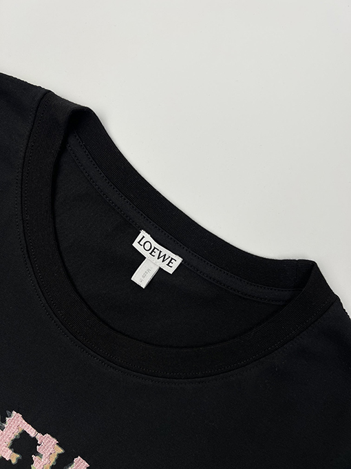 ロエベコピー   刺繍ロゴ半袖Tシャツ