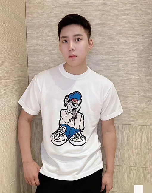 ルイヴィトンスーパーコピー  漫画のキャラクターニット半袖Tシャツ