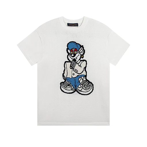 ルイヴィトンスーパーコピー  漫画のキャラクターニット半袖Tシャツ